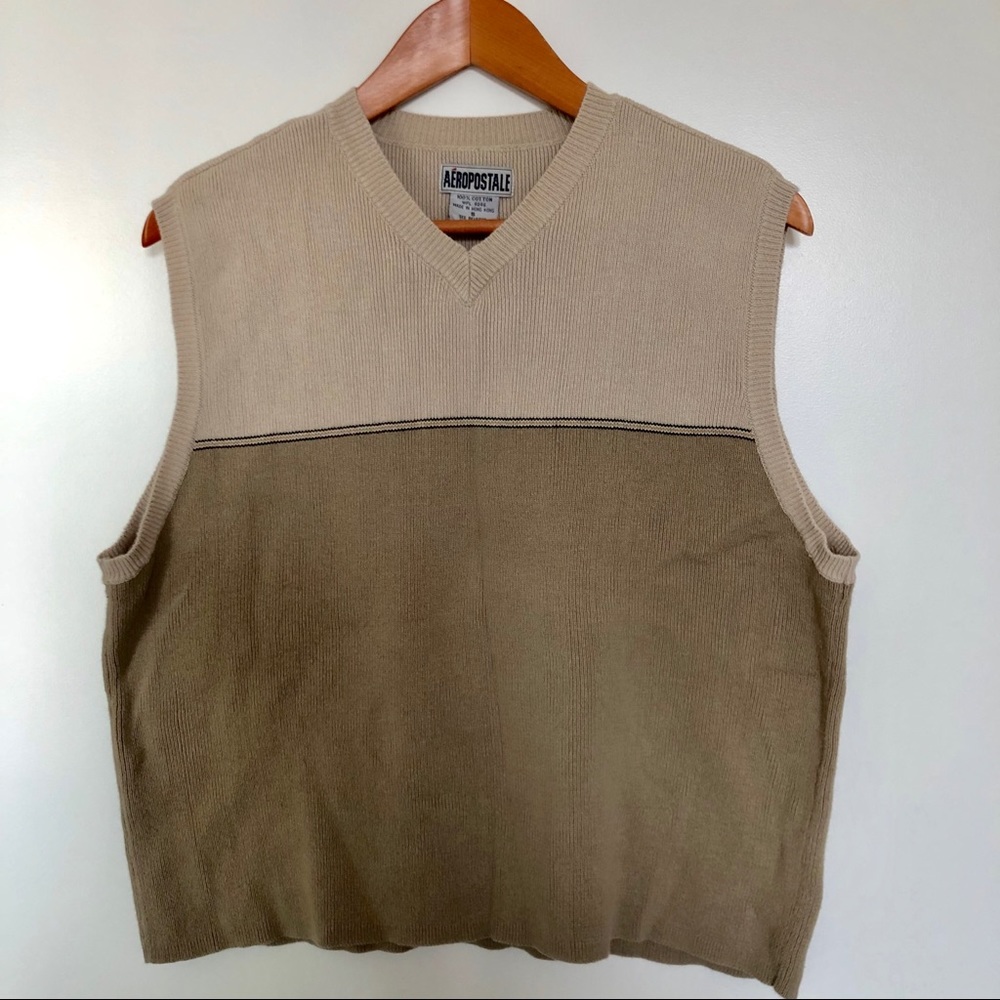 Aeropostale Sweater Vest - Tan - Small